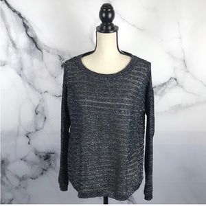 Black Sheer & Sparkly Long Sleeve / Sweater Top